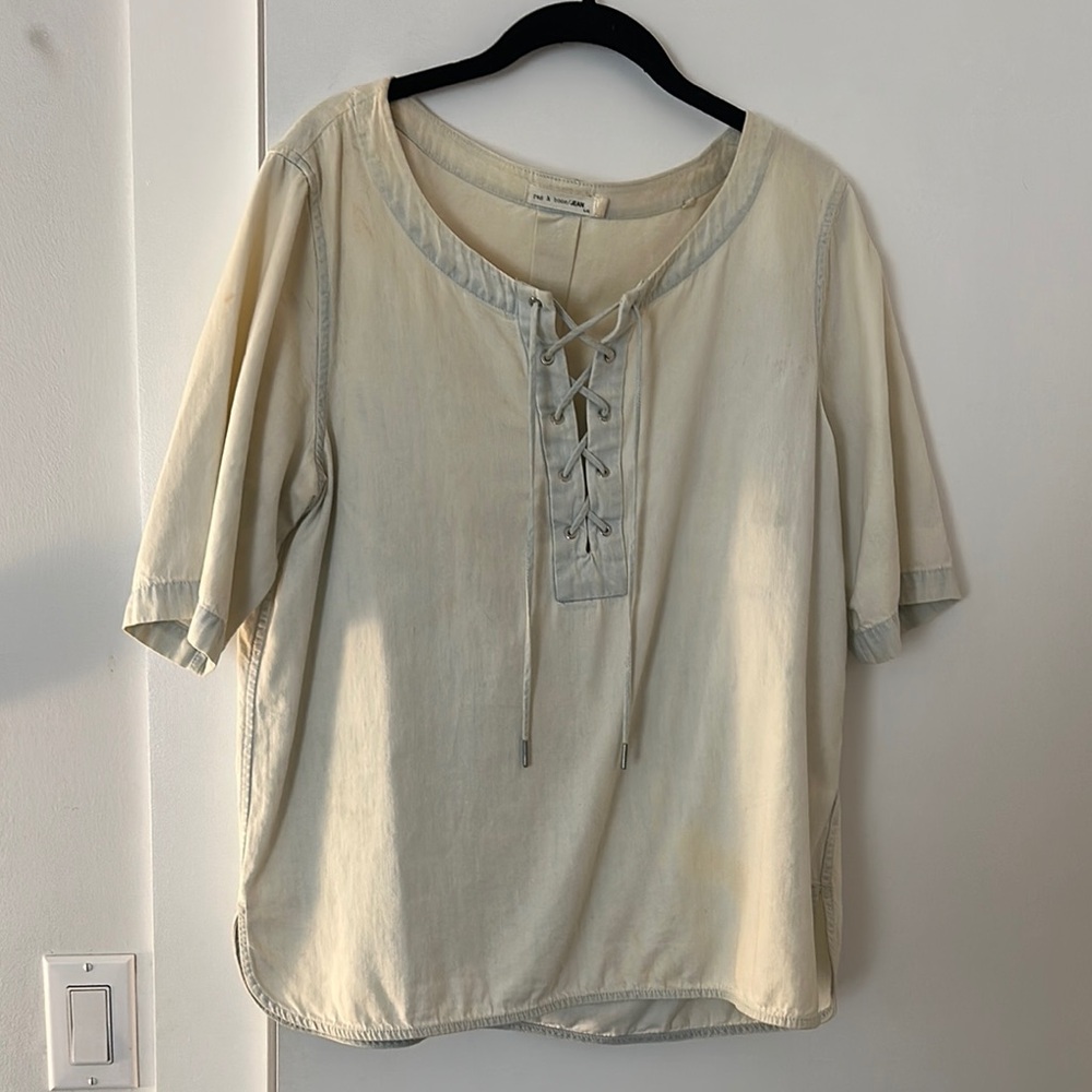 Rag & Bone Tan Tie Front Blouse